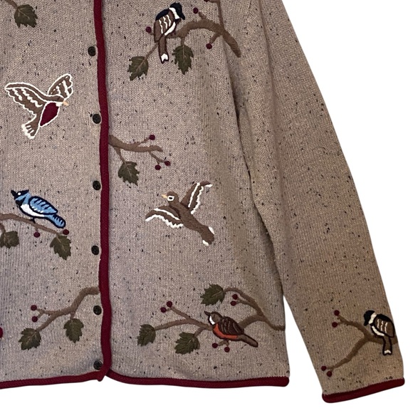 Christopher & Banks Hand Embroidered Bird Cardigan Sweater Large Y2K - Picture 4 of 15
